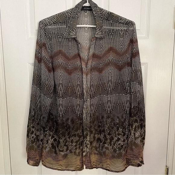 Edit by Jeanne Beker Printed Button Up Blouse Medium - Picture 1 of 8